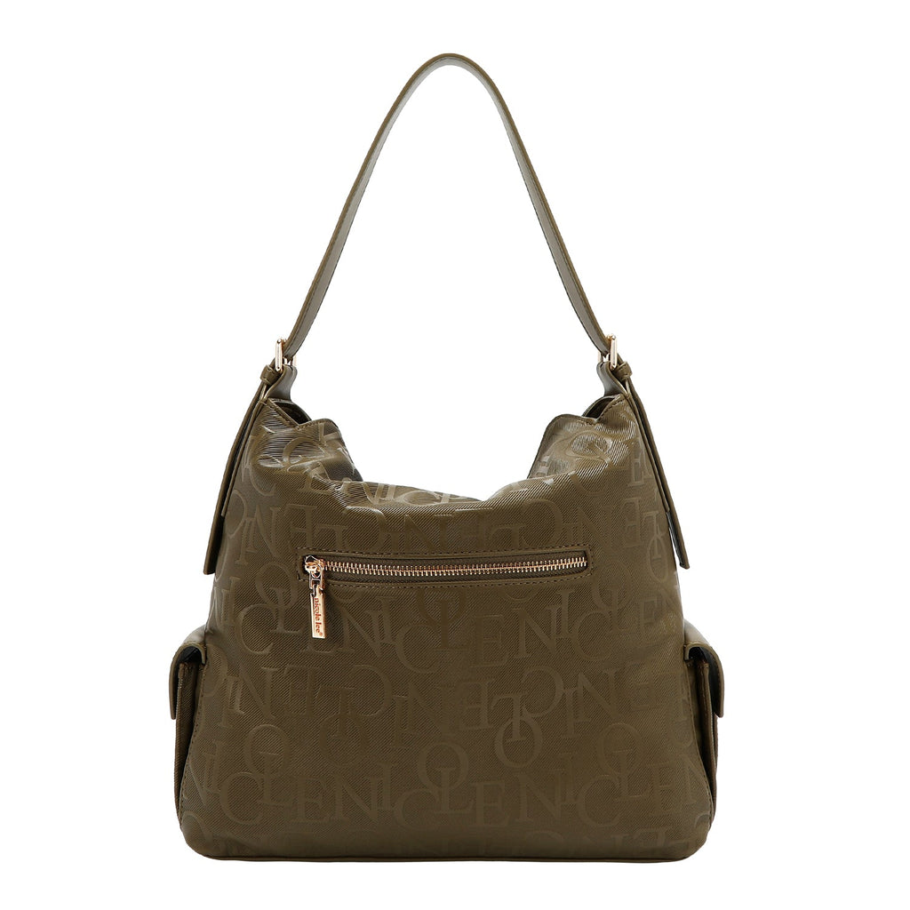 NICOLE LEE (BOLSO DE HOMBRO GRANDE ELEGANCIA EN RELIEVE) (OLIVA)