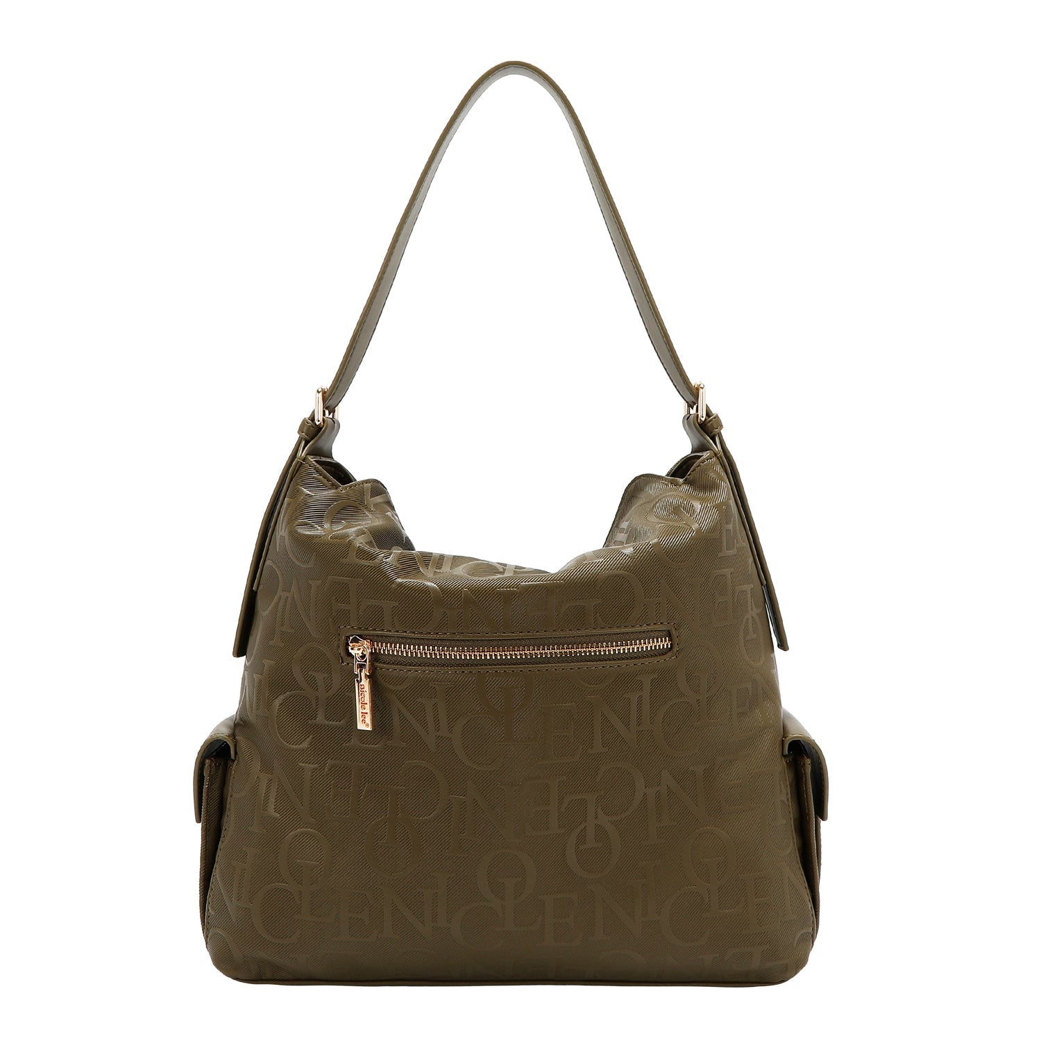 NICOLE LEE (BOLSO DE HOMBRO GRANDE ELEGANCIA EN RELIEVE) (OLIVA)