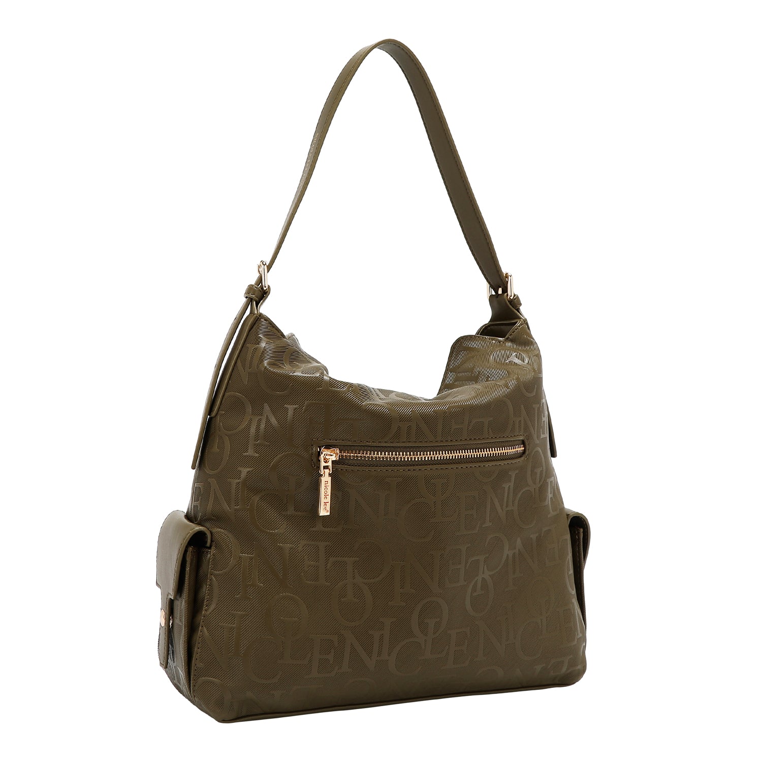 NICOLE LEE (BOLSO DE HOMBRO GRANDE ELEGANCIA EN RELIEVE) (OLIVA)