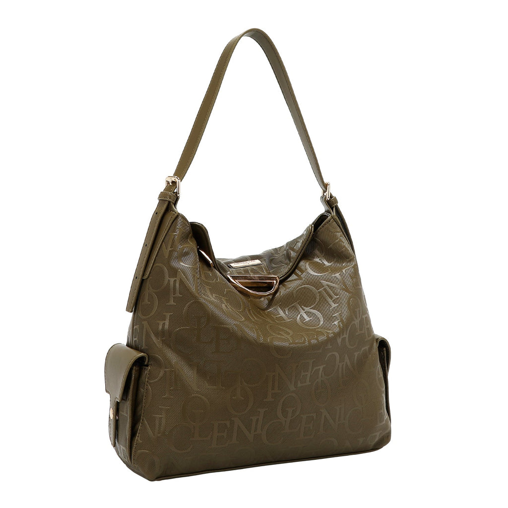 NICOLE LEE (BOLSO DE HOMBRO GRANDE ELEGANCIA EN RELIEVE) (OLIVA)