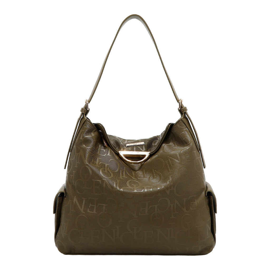 NICOLE LEE (BOLSO DE HOMBRO GRANDE ELEGANCIA EN RELIEVE) (OLIVA)