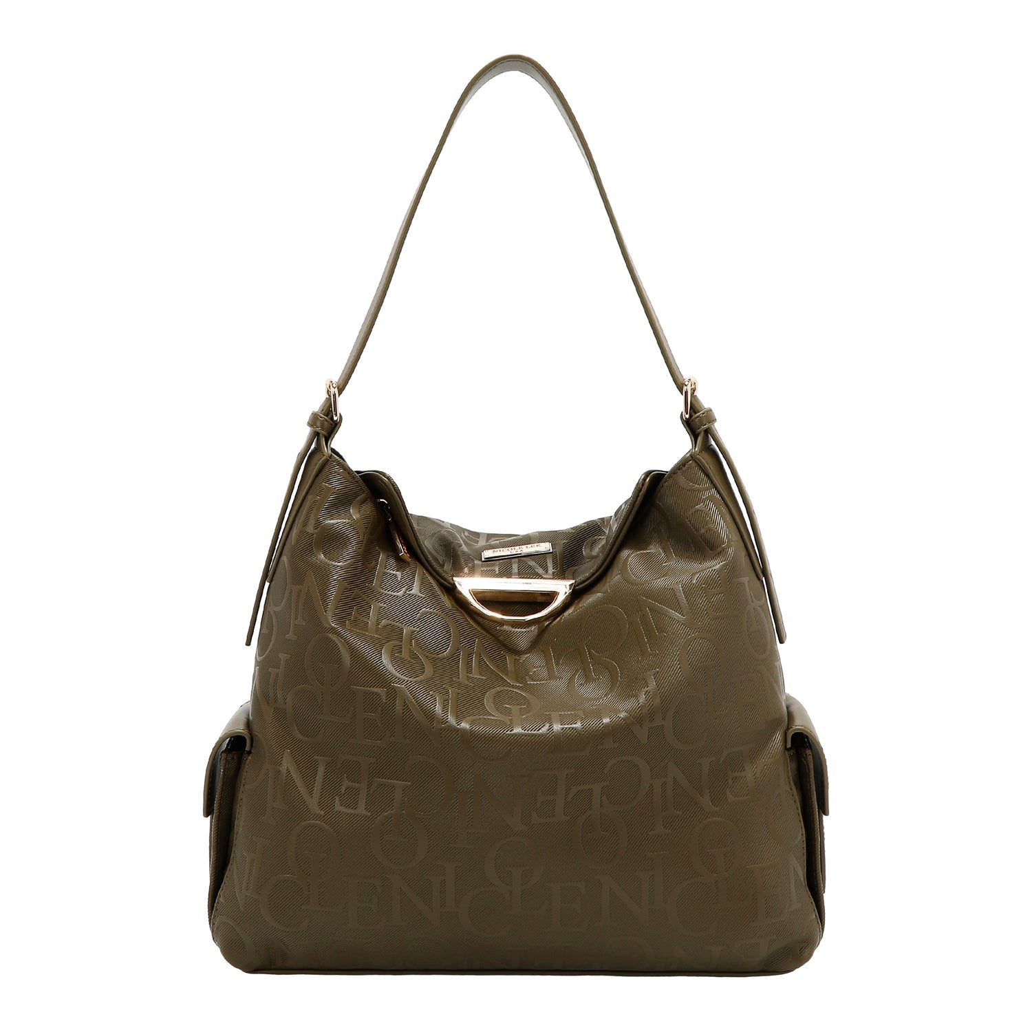 NICOLE LEE (BOLSO DE HOMBRO GRANDE ELEGANCIA EN RELIEVE) (OLIVA)